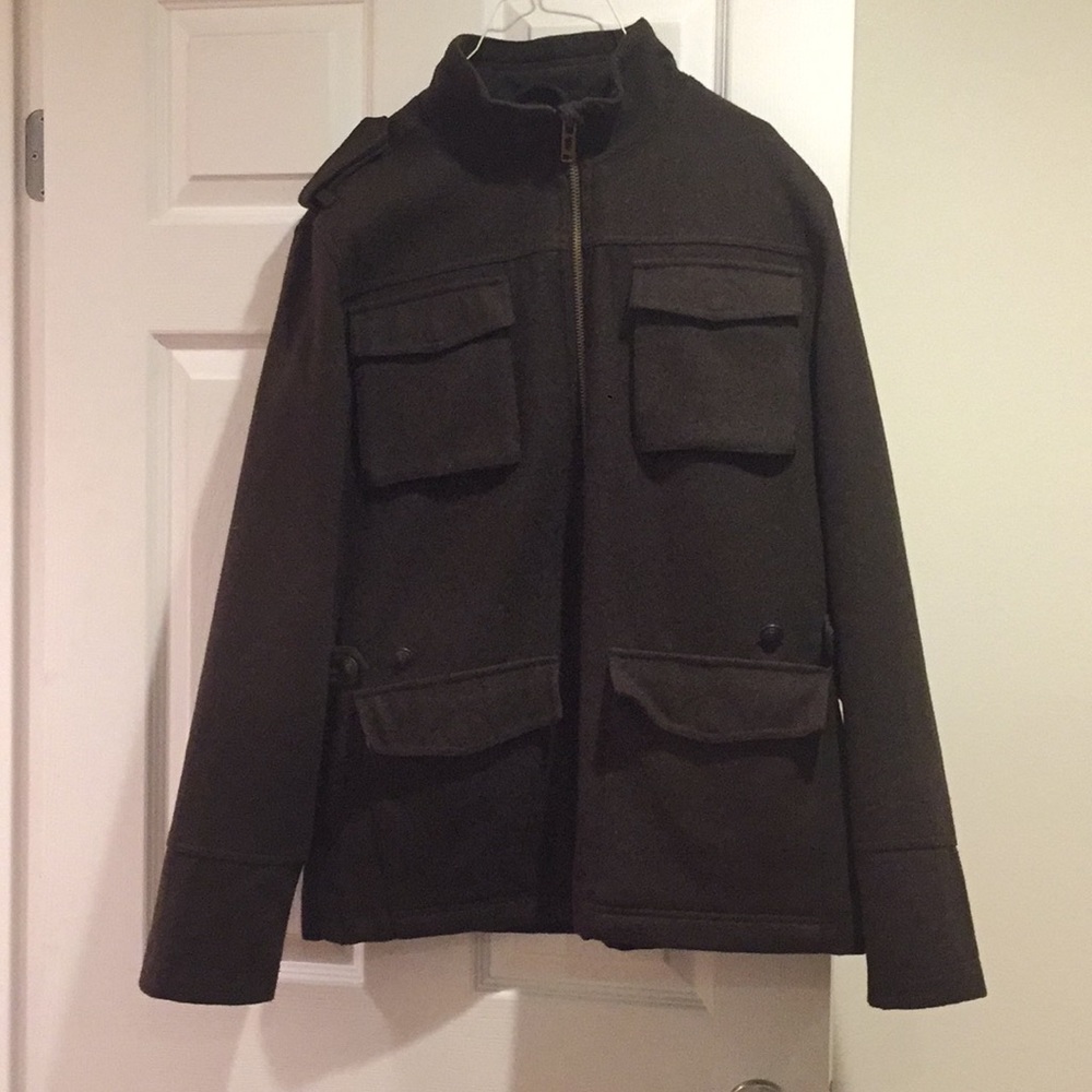 Men’s wool zip pea coat